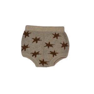 Rylee + Cru Tan Knit Diaper Cover with Brown Stars